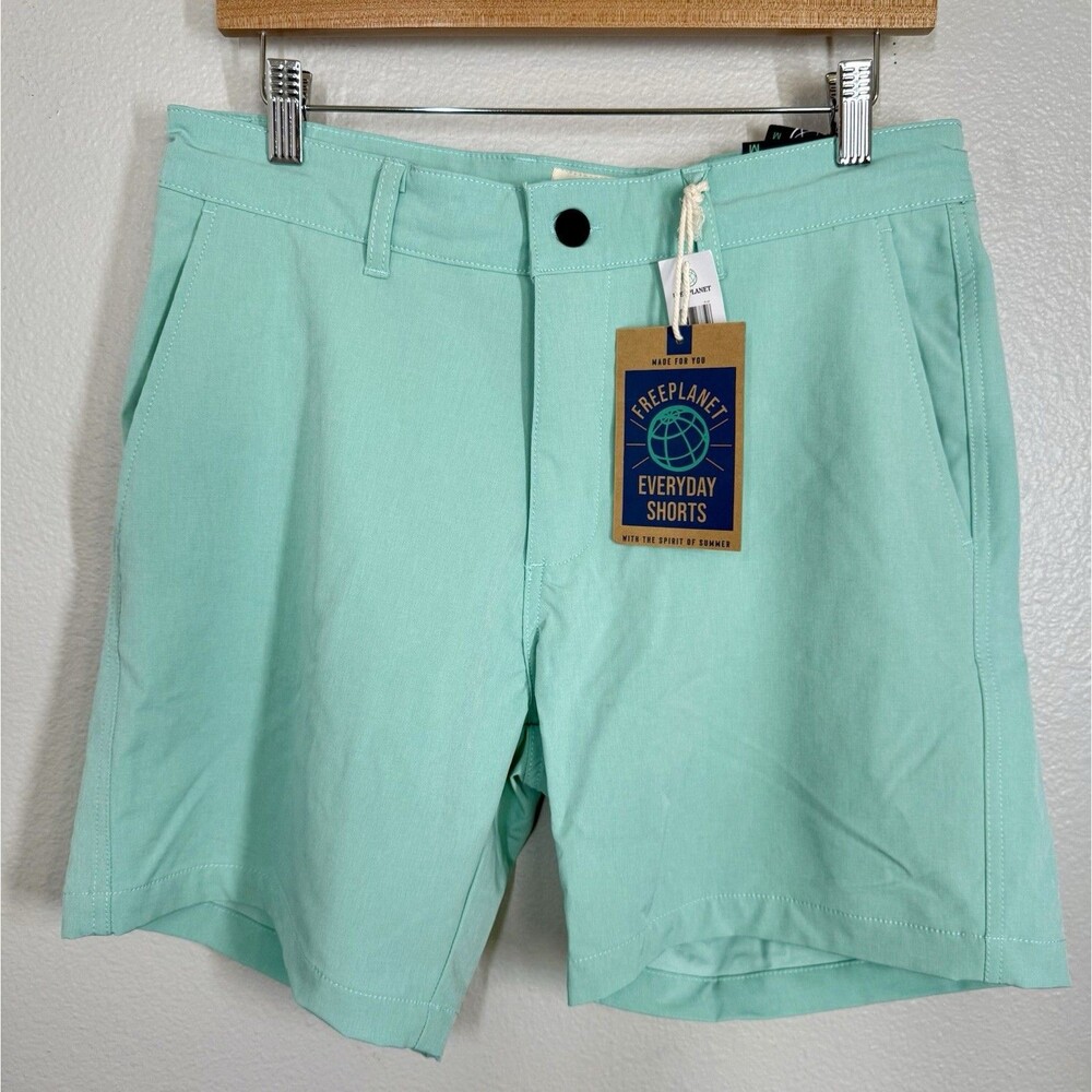 NWT Free Planet Shorts Men's M Aqua Everyday Shorts Lightweight Pockets Summer‎